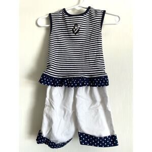 Austin & Ashley pants & sleeveless top set Blue white stripes cotton Size 3-6mo